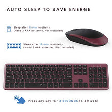 Load image into Gallery viewer, Wireless Keyboard and Mouse, Jelly Comb 2.4GHz Ultra Thin Full Size Wireless Keyboard Mouse Combo Set with Number Pad for Computer, Laptop, PC, Desktop, Notebook, Windows 7, 8, 10-(Wine Red and Black)
