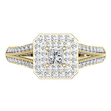 Load image into Gallery viewer, Dazzlingrock Collection 0.50 Carat (ctw) 14K Princess &amp; Round Cut Diamond Halo Engagement Ring 1/2 CT, Yellow Gold, Size 6
