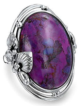 Load image into Gallery viewer, Native American Style Large Oval Boho Statement Stabilized Purple Turquoise Ring For Women 925 Sterling Silver
