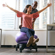 Load image into Gallery viewer, Gaiam Classic Balance Ball Chair – Exercise Stability Yoga Ball Premium Ergonomic Chair for Home and Office Desk with Air Pump, Exercise Guide and Satisfaction Guarantee, Blue
