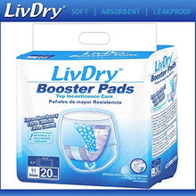 Load image into Gallery viewer, Incontinence Booster Pads by LivDry | Extra Absorbent Protection for Adults, Unisex | Disposable Comfortable Pad (20 Count, Regular Length)
