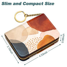 Load image into Gallery viewer, Nipichsha Credit Card Holder, Small RFID Card Wallet for Women, Slim Leather Card Holder Wallet, Credit Card Wallet Organizer, Pocket Business Card Case with Zipper &amp; Keychain (Simple Abstract Art)
