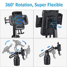 Load image into Gallery viewer, CinchForce Cup Holder Phone Mount - Universal Cup Holder with Adjustable Mobile Phone Mount - Extends, Shrinks, 360° Rotation for Horizonal/Vertical Viewing - 3in1 Magnetic USB 1m Cable Included
