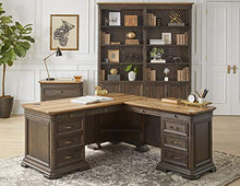 Load image into Gallery viewer, Martin Furniture IMSA684R-KIT Executve L-Desk &amp; Return with Solid Wood Plank Tops, Fully Assembled, Brown
