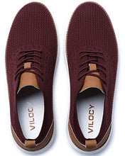 Load image into Gallery viewer, VILOCY Men's Casual Dress Sneakers Oxfords Business Shoes Lace Up Lightweight Comfortable Breathable Walking Knit Mesh Fashion Sneakers Tennis Wine Red,US11.5 EU45
