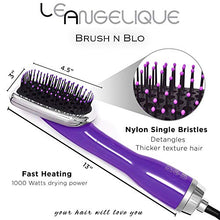 Load image into Gallery viewer, Le Angelique Brush N Blo - One Step Hair Straightening Blow Dryer Brush for Easy &amp; Quick Curly Hair Styling | 1000W Hot/Cold Air Straightener | No-Frizz Tourmaline Tech Detangles &amp; Boost Shine -Purple
