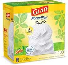 Load image into Gallery viewer, Glad ForceFlex Tall Kitchen Drawstring Trash Bags, 13 Gal, 100 Ct (Package May Vary)
