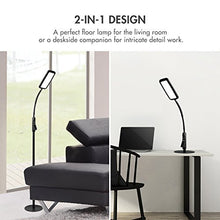 Load image into Gallery viewer, Tenergy LED Floor Lamp Desk Lamp, 2-in-1 Dimmable Task Lamp with 4 Color Temperatures, 5 Dimming Levels, 60-Min Timer, Flexible Gooseneck, Touch Control Floor Lamp for Reading/Crafting, 2000 Lumens
