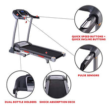 Load image into Gallery viewer, Sunny Health &amp; Fitness Portable Treadmill with Auto Incline, Device Holder, Pulse Grips, 220 LB Max Weight and Shock Absorbers - SF-T7705
