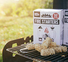 Load image into Gallery viewer, Grill Trade Firestarters - Natural Fire Starters Burn Wood Stove Grill Fireplace Camping Pit BBQ Charcoal Chimney Pizza Oven - 50 Firelighters in Box
