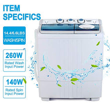 Load image into Gallery viewer, KUPPET Compact Twin Tub Portable Mini Washing Machine 21lbs Capacity, Washer(14.4lbs)&amp;Spiner(6.6lbs)/Built-in Drain Pump/Semi-Automatic
