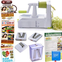 Load image into Gallery viewer, Brieftons 5-Blade Spiralizer (BR-5B-02): Strongest-and-Heaviest Duty Vegetable Spiral Slicer, Best Veggie Pasta Spaghetti Maker for Low Carb/Paleo/Gluten-Free, With Extra Blade Caddy &amp; 4 Recipe Ebooks
