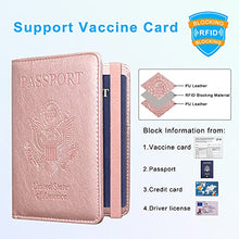Load image into Gallery viewer, ACdream Passport and Vaccine Card Holder Combo, Cover Case with CDC Vaccination Card Slot, Leather Travel Documents Organizer Protector, with RFID Blocking, for Women and Men, Rose Gold
