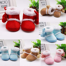 Load image into Gallery viewer, Infant Newborn Baby Girls Plus Velvet Warm Cotton Boots Winter Bandage Hairball Warm Booties (Red, Age:6~12 M)
