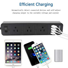 Load image into Gallery viewer, 2 Prong Power Strip, 3-Outlet Surge Protector Power Strip with 4 USB Charging Ports, 6.6ft Extension Long Cord for Smartphone Home Indoor Office Desktop, Black
