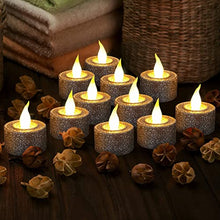 Load image into Gallery viewer, FURORA LIGHTING LED Silver Candles Battery Operated with 6/18 Timer, Pack of 12, Flameless Tea Lights Candles for Party, Christmas Decorations, Flickering Candles
