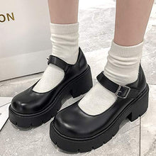 Load image into Gallery viewer, AOSPHIRAYLIAN Womens Gothic Shoes Platform Mary Janes Ankle Strap Chunky Heel Uniform Dress Pumps Shoes Black
