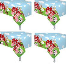 Load image into Gallery viewer, 4 Pack Table Cover Farm House Fun Barnyard Animals Party Table Cloth Farm Animal Barn Themed Party Supplies Tablecover
