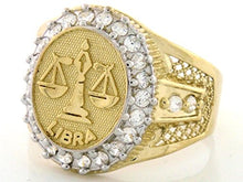 Load image into Gallery viewer, 10k Solid Yellow Gold Mens Zodiac CZ Ring - Libra (Style# 1932) - Size 10
