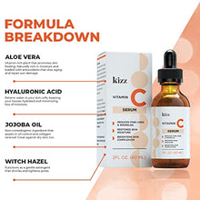 Load image into Gallery viewer, KIZZ Vitamin C Serum - Facial Skin Care Formulated with Hyaluronic Acid, Vitamin E, Aloe, Jojoba Oil &amp; Witch Hazel - For Brightening &amp; Moisturizing Skin - Helps Lift Fine Lines, Wrinkles - 2 fl. Oz
