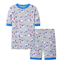 Load image into Gallery viewer, Joyond Girls Summer Cotton Pajamas 4 Piece Snug-Fit Sleepwear Size 6 for Toddler Clothes Kids Short Sleeves Unicorn Pjs Set
