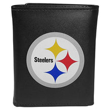 Load image into Gallery viewer, Siskiyou Sports NFL Pittsburgh Steelers Tri-fold Wallet Large Logo, Black
