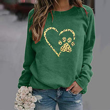 Load image into Gallery viewer, Dosoop Womens Dog Paw Print Heart Graphic Shirts Long Sleeve Dog Mom Tunic Tops Casual Sweatshirts Blouse Pullover
