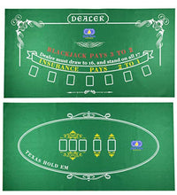 Load image into Gallery viewer, Tabletop Casino Felt Layout for Texas Holdem Poker and Blackjack - Premium Professional Grade Blackjack and Poker Mat for, Theme Party, Poker Night, Fundraisers &amp; Gatherings
