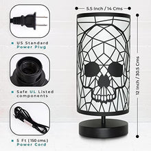 Load image into Gallery viewer, GAVIA Black Skull Lamp - 3-Way Dimmable Touch Control - Gothic Lamp - Gothic Decor - Goth Room Decor - Skeleton Lamp - Gothic Home Decor - Goth Lamp - Gothic Bedroom Decor - Goth Decor - Skull Light
