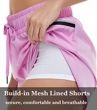 Load image into Gallery viewer, Oalka Women's Quick Dry Running Shorts Lined Athletic Workout Shorts with Pockets Pink Lilac XXL
