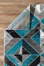 Load image into Gallery viewer, GLORY RUGS Area Rug Abstract Diamond Modern Modern Distressed Carpet Bedroom Living Room Contemporary Dining Accent Sevilla Collection 5504A (8x10, Turquoise)
