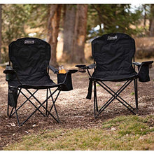Load image into Gallery viewer, Coleman Camp Chair with 4-Can Cooler | Folding Beach Chair with Built In Drinks Cooler | Portable Quad Chair with Armrest Cooler for Tailgating, Camping &amp; Outdoors , Black, Roomy seat: 24"
