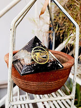 Load image into Gallery viewer, Orgone Pyramid Black Tourmaline with Copper Coil for Goodluck - Positive Energy Generator Orgonite Pyramid Reiki Healing - Spiritual Chakra Balance Selenite Crystal Pyramid - Yoga Meditation Pyramid
