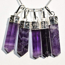 Load image into Gallery viewer, CHARGED Himalayan Amethyst Crystal Perfect Pendant + 20" Silver Chain + Selenite Heart Charging Crystal Included (HEALING ENERGY)

