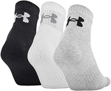 Load image into Gallery viewer, Under Armour Adult Cotton Quarter Socks, Multipairs , True Gray Heather Assorted 2 (3-Pairs) , Large
