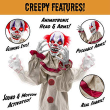 Load image into Gallery viewer, Best Choice Products Scary Harry The Motion Activated Animatronic Killer Clown, Halloween Prop w/Pre-Recorded Lines, Red Light Up Eyes, Moving Arms &amp; Head
