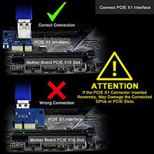 Load image into Gallery viewer, FebSmart PCI-E Riser for Bitcoin Litecoin ETH Coin Mining 6 PIN Powered PCIE Extension Cable GPU Riser Ethereum Mining ETH GPU Extension Cable PCIEX1 to PCIE X16 VER006C GPU Riser(Blue 6-PCS)
