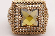 Load image into Gallery viewer, Turkish Handmade Jewelry Square Shape Princess Cut Peridot and Round Cut Topaz 925 Sterling Silver Ring Size Option
