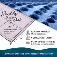 Load image into Gallery viewer, Quility Premium Adult Weighted Blanket &amp; Removable Cover - 20 lbs - 60"x80" - for Individual Between 190-240 lbs - Full Size Bed - Premium Glass Beads - Cotton/Minky - Grey/Navy Blue Color

