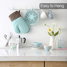 Load image into Gallery viewer, Domonic Home Oven Mitts and Pot Holders Sets, Silicone Oven Mitts Heat Resistant 600F, Soft Lining Good Grip Oven Mitts Sets, Oven Gloves and Silicone Trivet 4-Piece Set,Grey-A
