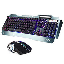 Load image into Gallery viewer, Wireless Gaming Keyboard and Mouse Combo, Rainbow Backlit Rechargeable Keyboard Mouse with 3800mAh Battery, Metal Panel Mechanical Feel Keyboard with Removable Hand Rest (Black)
