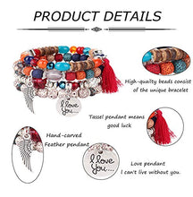 Load image into Gallery viewer, YADOCA 8 Pcs Bohemian Wood Beaded Bracelets Set for Women Boho Multilayer Tassel Strand Elephant Charm Bracelets Stretch
