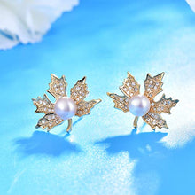Load image into Gallery viewer, Jewever 925 Sterling Silver Gold Plated Pearl Phoenix Tree Ear Studs Leaf Earrings for Women Jewelry Gift
