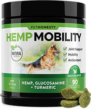 Load image into Gallery viewer, PetHonesty Hemp Hip &amp; Joint Supplement for Dogs - Hemp Oil &amp; Hemp Powder - Glucosamine Chondroitin for Dogs Turmeric, MSM, Green Lipped Mussel, Dog Treats Improve Mobility, Reduces Discomfort - Duck
