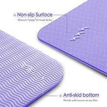 Load image into Gallery viewer, Lamberia Yoga Mat—Non Slip Fitness Exercise Mat with Alignment Marker System, All-Purpose Eco Friendly Pilates and Floor Exercises Anti-Tear Exercise Yoga Mat with Carrying Strap, Purple
