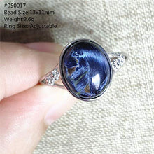 Load image into Gallery viewer, Genuine Natural Blue Pietersite Cat Eye Oval Bead Women Men Adjustable Ring 13x11mm AAAAA
