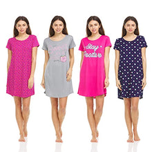 Load image into Gallery viewer, PURE CHAMP Sleepwear Night Shirts for Women – 4-Pack Soft Printed nightgowns for women
