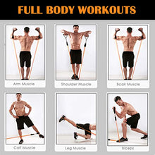 Load image into Gallery viewer, AIRIVO Resistance Bands Set (11 pcs), Elastic Workout Bands with Handles, Door Anchor, Foot Ring - Men Women Portable Home Exercise Accessories, Training, Physical Therapy Yoga Pilates
