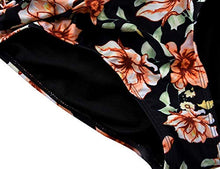 Load image into Gallery viewer, Hilor Women's One Piece Swimsuits Front Twist Swimwear V Neck Shirred Bathing Suit Monokini Black Floral 10
