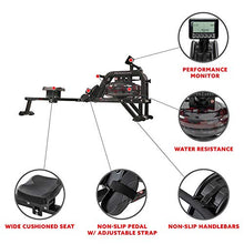 Load image into Gallery viewer, Sunny Health &amp; Fitness Water Rowing Machine Rower w/LCD Monitor - Obsidian SF-RW5713
